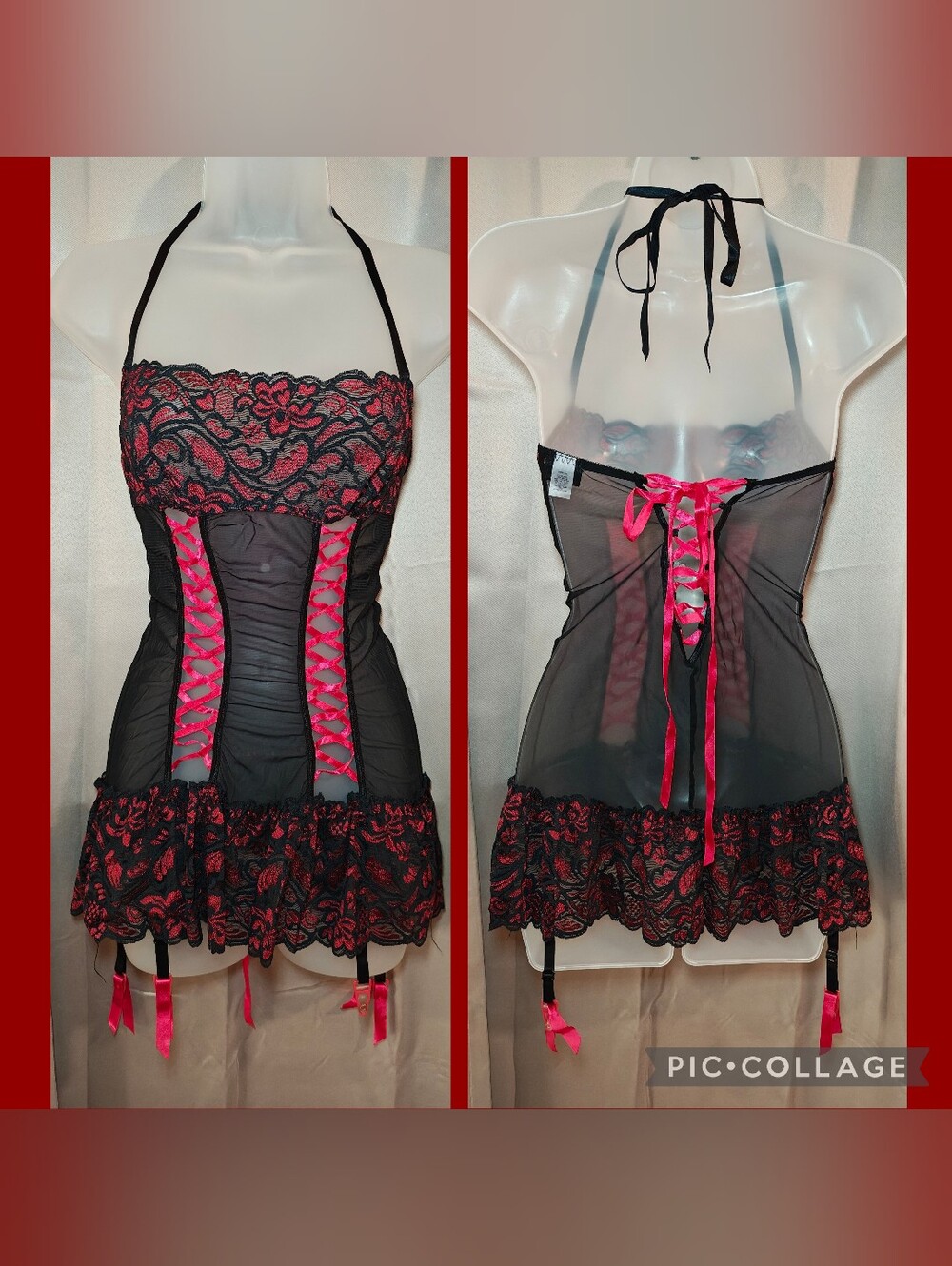 💋Y2K Frederick’s of Hollywood Seduction Mall Goth Babydoll Lingerie Slip Dress